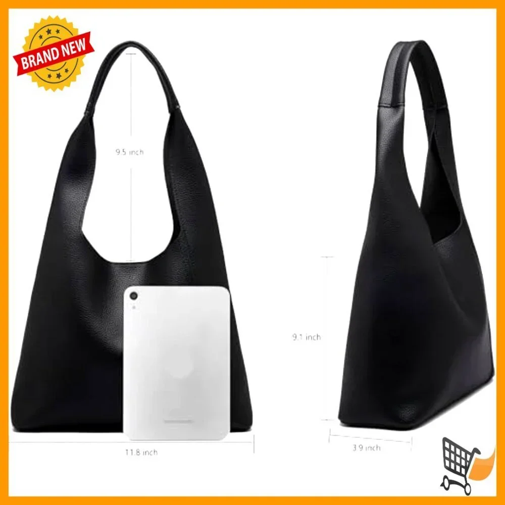 Large Slouchy Hobo Tote Bag Vegan Leather Shoulder Purse 2pc Set